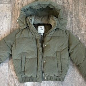 Abercrombie & Fitch Olive Puffer Coat